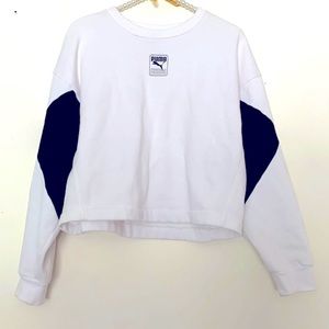 PUMA black and white slight crop style sweater size xl